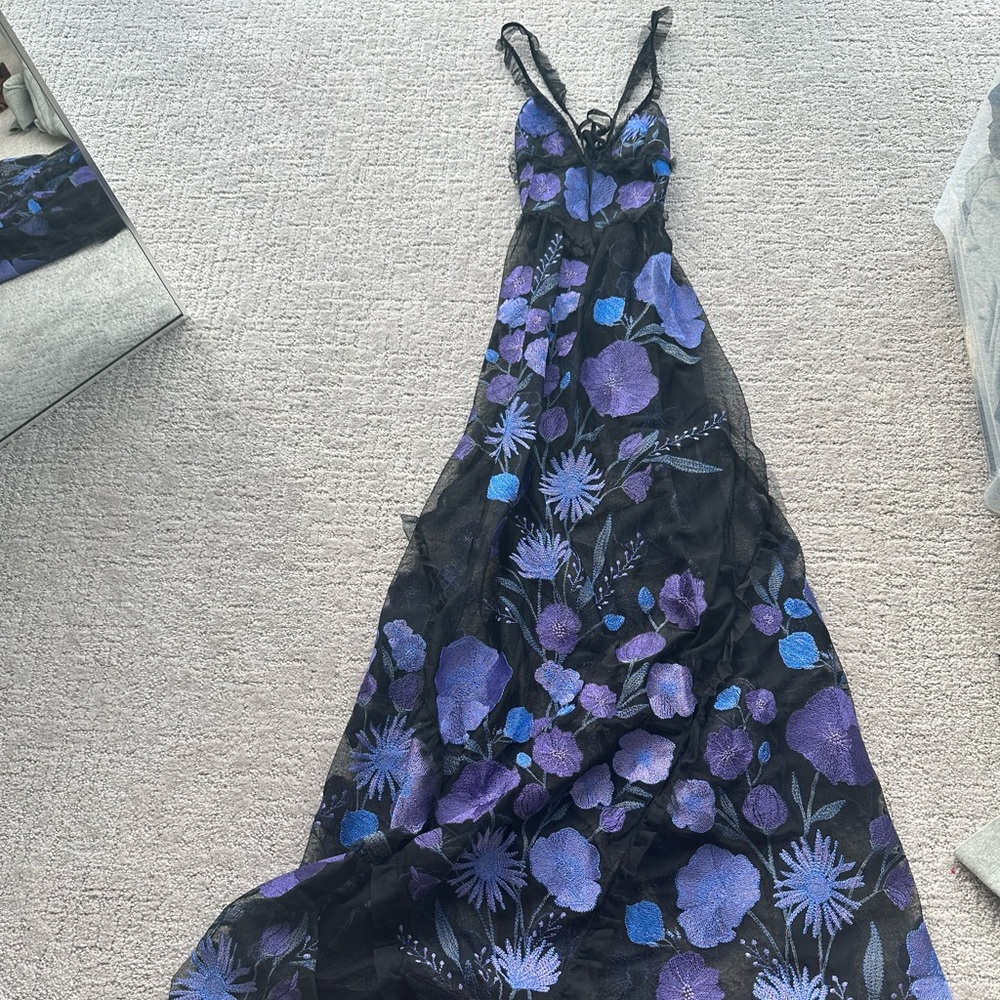 For Love And Lemons Black and Purple Lace Detail